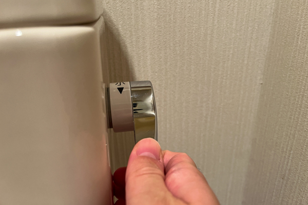 トイレのレバーを引いている画像